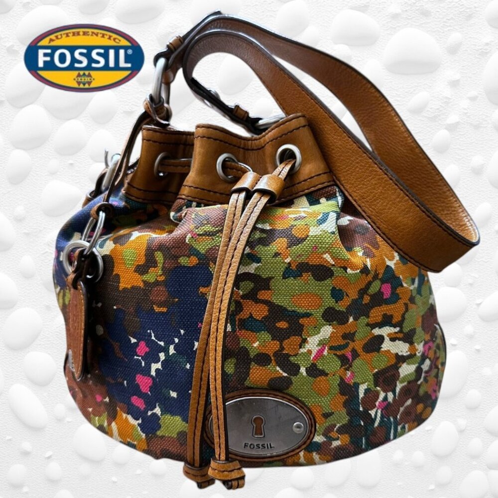 Fossil Camouflage Shoulder Bag with Leather Accents